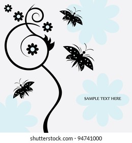 Vector tree stylized with butterfly