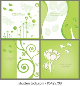 Vector tree stylized with butterfly. Set of  floral cards.