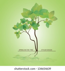 Vector Tree stylized. Spring card for mothers day