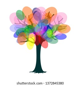 vector tree with transparent colorful leaves