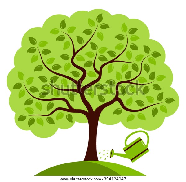 Vector Tree Watering Can Isolated On Stock Vector (Royalty Free) 394124047