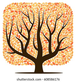 Vector tree with yellow leaves isolated on a white background