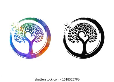 Vector Tree and Zen Circle Illustration 