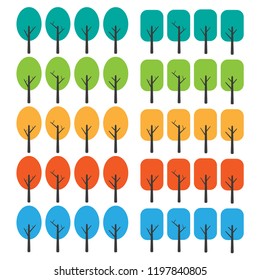 Vector trees all season illustrations. Can be used to illustrate any nature or healthy lifestyle topic.