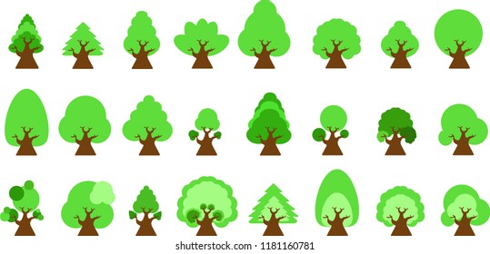 Vector of trees collection . Can be used to illustrate any natural or healthy lifestyle topic.
