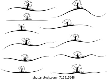 vector trees design Calligraphic decorative elements with lines