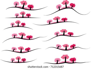 vector trees design Calligraphic decorative elements with lines