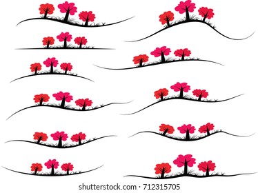vector trees design Calligraphic decorative elements with lines