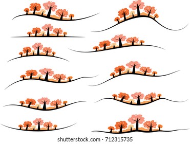vector trees design Calligraphic decorative elements with lines