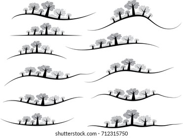 vector trees design Calligraphic decorative elements with lines