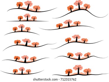 vector trees design Calligraphic decorative elements with lines