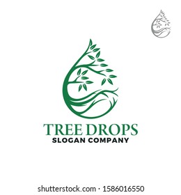 
vector trees form water drops