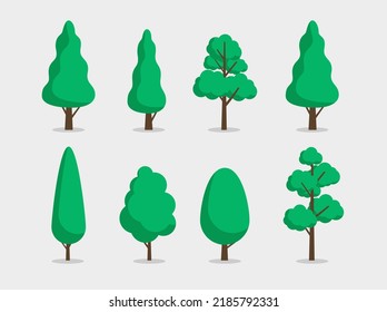 Vector trees - Green flat design tree collection