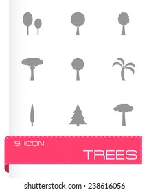 Vector trees icon set on grey background