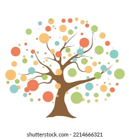 vector trees. Vector illustration of multicolored circles tree.