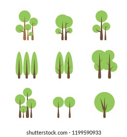 Vector of trees illustrations. nature or healthy lifestyle topic on White background.