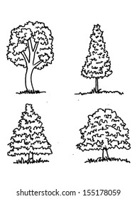 Vector Trees Leaves Stock Vector (Royalty Free) 155178059 | Shutterstock