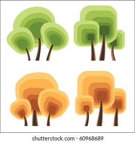 Vector trees on a white background