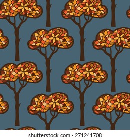 vector  trees seamless pattern. It can be used for wallpaper, fabric design, textile design, cover, wrapping paper, banner, card, background