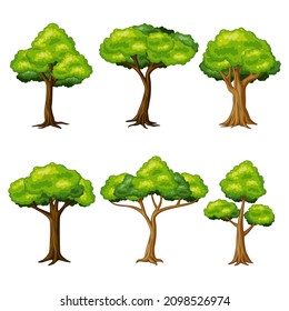Vector trees set Isolated on white background
