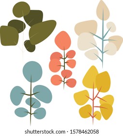 Vector trees simple uni-color clip art.