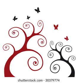 vector trees stylized silhouette