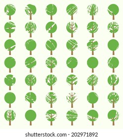 vector trees in summer (set)