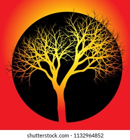 Vector of trees, Tree illustration For web and design, black silhouette isolated from background, logo template,