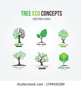 Vector trees, wood, oak, nature graphics design logo collection creative template
