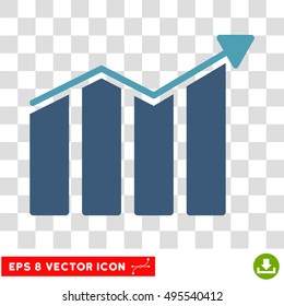 Vector Trend EPS vector pictogram. Illustration style is flat iconic bicolor cyan and blue symbol on a transparent background.