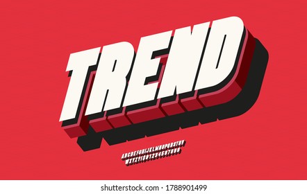 Vector Trend Font 3d Bold Color Style Modern Typography For Poster, Event Decoration, Motion, Video, Game, T Shirt, Book, Banner. Cool Typeface. Trendy Alphabet. 10 Eps