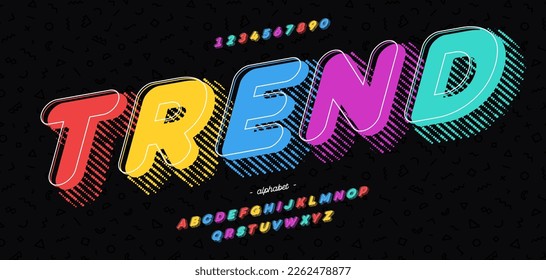 Vector trend font 3d color style