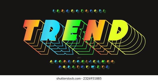 Vector trend font gradient color style