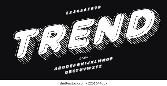 Vector trend font white color style modern