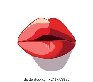 Vektorgrafik von schönen, hellsaftigen Lippen mit Schatten
