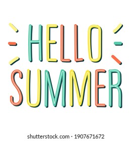 vector trending handwritten lettering "hello summer" isolated on white background. can be used for various types of illustrations, advertisements, posters, web design elements, T-shirt prints