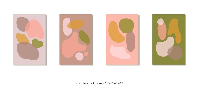 Vector trending templates for social media stories. Abstract shapes in discreet colors. Stock illustration background banners