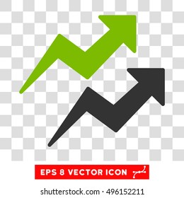 Vector Trends EPS vector pictogram. Illustration style is flat iconic bicolor eco green and gray symbol on a transparent background.