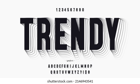 Vector trendy 3d font black modern typography style for infographics, motion graphics, video, promotion, decoration, logotype, party poster, t shirt, book, animation, banner. 10 eps