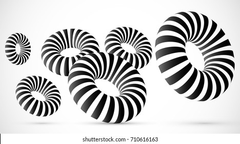 Vector trendy abstract black and white background, 3d geometrical presentation backdrop