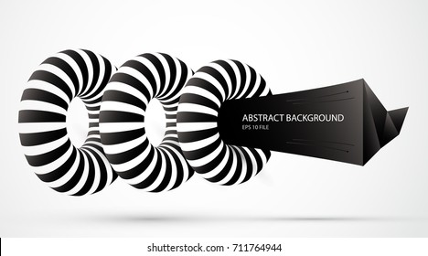 Vector trendy abstract black and white background, 3d geometrical presentation backdrop