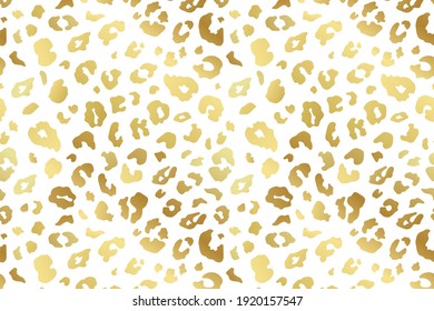 Vector Trendy abstract gold leopard background. Wild animal cheetah skin metallic golden texture on white background for fashion print design, wallpaper.