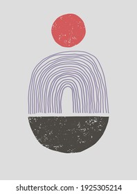 Vektor-trendiges abstraktes Poster mit gekrümmten Linien und Formen. Kreative, farbenfrohe Kompositionen für Ihr Design. Minimalismus.