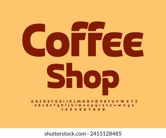 Publicidad de moda vectorial Coffee Shop. Fuente luminosa única. Conjunto moderno de letras, números y símbolos alfabéticos.