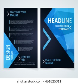vector trendy advertisement advertisement or promotion design template with blue polygon texture on darkness scene abstract background scene digital performance modern dark business fancy print concep