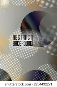 Vector Trendy Background with Gradient Mesh Holographic Circles. Hipster Graphic Template Design with Lines, Dots, Round Shapes. Identity Style for your Business Flyer.