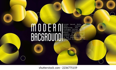 Vector Trendy Background with Gradient Mesh Holographic Circle Bright Geometric Page Design with Lines, Dots, Round Shapes. Memphis Print for your Business Layout.