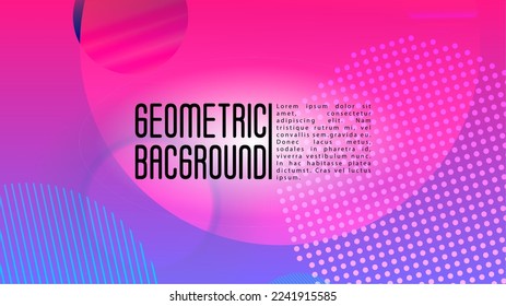Vector Trendy Background with Gradient Mesh Holographic Circle Hipster Graphic Template Design with Lines, Dots, Round Shapes. Identity Style for your Business Flyer.