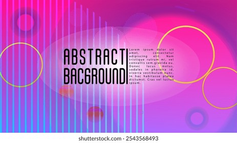 Vector Trendy Background with Gradient Mesh Holographic Circle Hipster Graphic Template Design with Lines, Dots, Round Shapes. Dynamic Style for your Business Brochure.