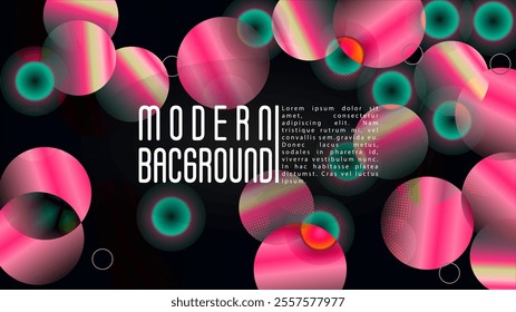 Vector Trendy Background with Gradient Mesh Holographic Circle Hipster Graphic Template Design with Lines, Dots, Round Shapes. Identity Style for your Business Flyer.